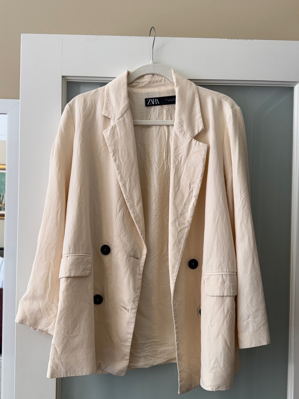 Zara Light Beige Double-Breasted Blazer